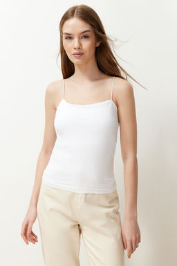 Trendyolmilla Siyah-Beyaz-Bej 3lu Paket Ask?l? Vucuda Oturan Kare Yaka Esnek Orme Atlet TWOSS24AL00054 фото 10