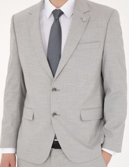 Gri Slim Fit Y_n Kar___ml_ Tak_m Elbise