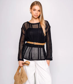 Лонгслив+топ #КТ2983, чёрный