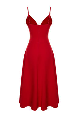 K?rm?z? A-Kesim Dokuma Elbise TPRSS24EL00185 - Trendyolmilla фото 8