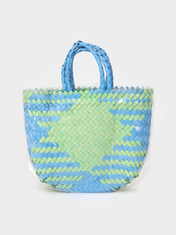 Сумка плетёная, 30×10×33 см, пластик, голубая