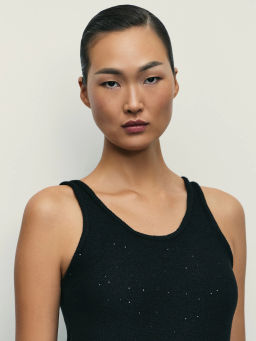 Вязаный топ из хлопка с пайетками / Zarina  фото 6