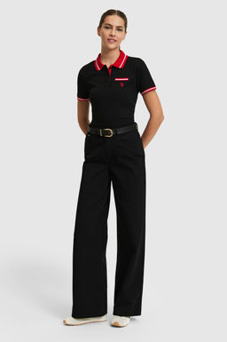 Kad_n Siyah Polo Yaka Basic Ti__rt