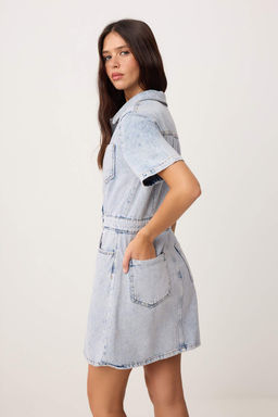 Premium Ac?k Mavi Ozel Kumas Midi Denim Elbise TWOSS26EL00277 - Trendyolmilla фото 4