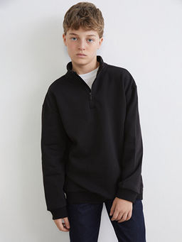 Dik Yaka Erkek ?ocuk Kal?n Sweatshirt