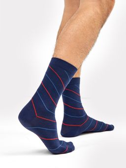 Высокие мужские носки темно-синего цвета в полоску р-р 40-42