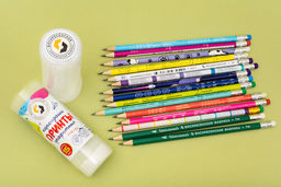 ВКФ Принты 1-PR-15Т Набор графитных карандашей с ластиком ассорти в тубусе заточенный ТМ (HB) 2 х 15 шт. Школьные