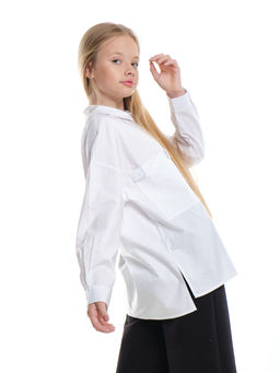 Рубашка для девочки белая в школу 22-7418 белый - Mini maxi фото 3