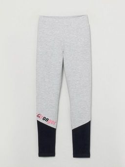 CRB wear/CWJG 70164-11-292 Брюки модель леггинсы для девочки, светло-серый меланж-черный/Ex.Cherubino
