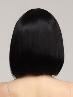 Парик искусственный, с чёлкой, имитация кожи, 30 см, 160 г, чёрный(#SHT3)