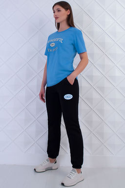 Арт. 21368 Костюм с брюками женский 42-50 (5 шт) Цвет:верх-голубой,низ-черный - Калинка фото 6