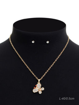 Подвеска на цепочке 40 см и серьги гвоздики / NA20-95 /уп 12/бабочка