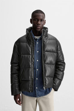 LEATHER EFFECT PUFFER JACKET - Zara фото 2