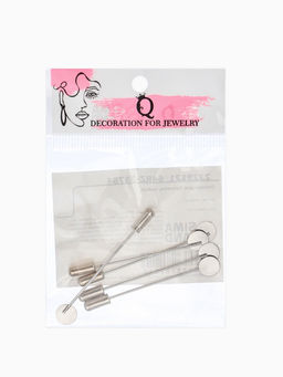 Основа Брошь-игла L=5 см, площадка 8 мм, (набор 5 шт.), цвет серебро