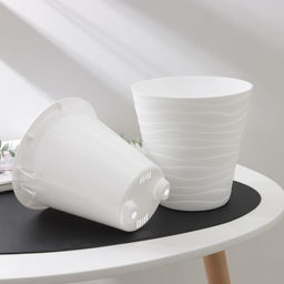 Кашпо для цветов со вставкой «Валенсия», 2 л, пластик, белое