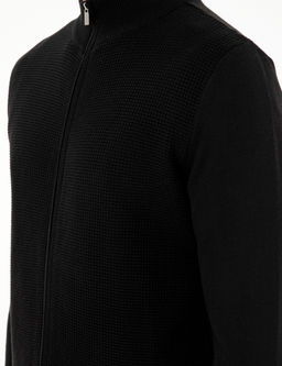 Siyah Slim Fit Fermuarl_ Triko H_rka