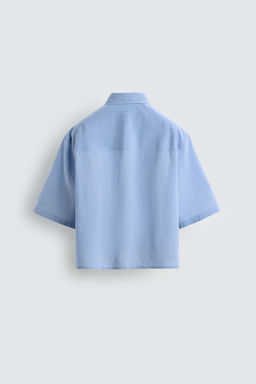 CAMISA CROPPED FIT CUADROS / Azul claro - Zara фото 8