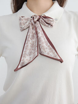 Polo Yaka Fular Detayl? Kad?n Triko Kazak