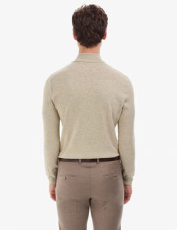 Kum Melanj Slim Fit Yar_m Bal_k__ Yaka Basic Triko Kazak