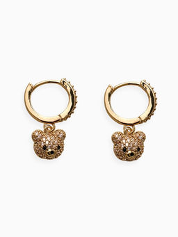 Серьги детские «Выбражулька. Мишка в стразах», 0.5×2.2 см, белые в золоте