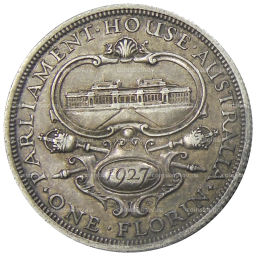 1 флорин 1927 года Австралия Открытие здания парламента в Канберре