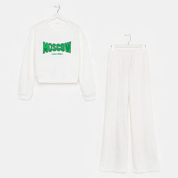 Костюм женский (джемпер, брюки) MIST Moscow, размер 48-50, молочный