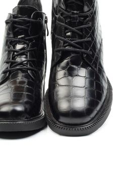 01-CXR130-1P BLACK Ботинки демисезонные женские (натуральная кожа, байка) - Фабричный китай фото 16