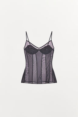 TOP TUL LENCERO / Azul / Gris - Zara фото 5