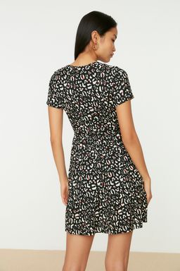 Yesil Bask?l? Kruvaze Yaka Mini Esnek Orme Elbise TWOSS21EL0241 - Trendyolmilla фото 10