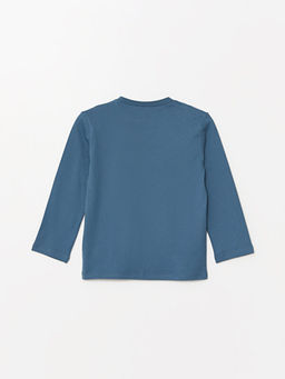 Bisiklet Yaka Uzun Kollu Bask?l? Erkek ?ocuk Ti??rt