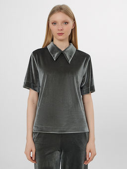 Поло велюровое женское зеленое