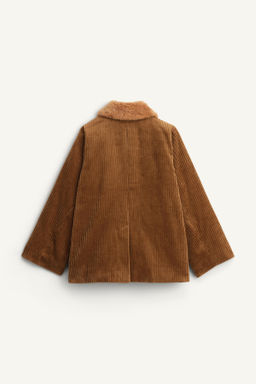 CORDUROY COAT WITH FAUX FUR PETER PAN COLLAR LIMITED EDITION - Zara фото 4