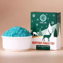 Цена за 2 шт. Соль для ванны URAL LAB, 100 г, аромат яблочного рождества, Новый Год