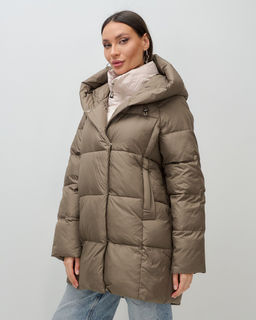 Куртка двубортная женская зимняя с капюшоном коричневого цвета 7736K Бренд: Visdeer  фото 3