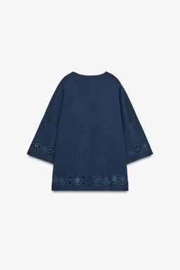 KNIT TOP WITH CUTWORK EMBROIDERY - Zara фото 7