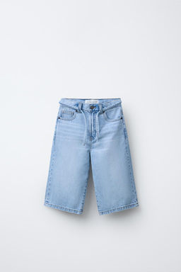 BELTED DENIM BERMUDA SHORTS