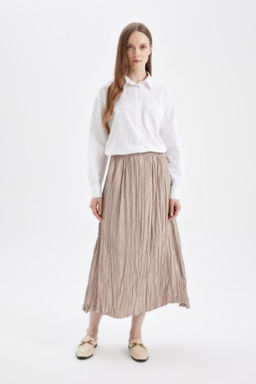 A Kesim Basic Duz Saten Maxi Etek