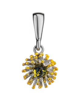 Миниатюрный кулон с зелёным янтарём Барбадос