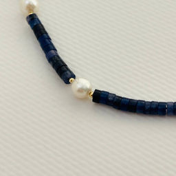 Бусы из Содалита и Жемчуга 40 см +