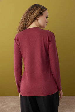 Kahverengi V Yaka Dokumlu Esnek Orme Bluz TWOAW26BZ00139 - Trendyolmilla фото 24