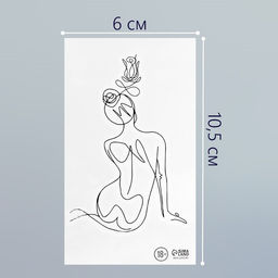Цена за 6 шт. Переводная тату на тело чёрная Контур. Силуэт девушки, 6?10.5 см