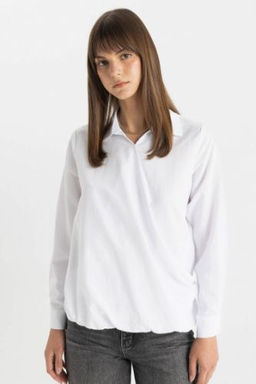 Basic Duz Poplin Uzun Kollu Gomlek