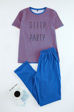 TRENDYOL MAN Saks Cizgili Regular Fit Orme %100 Pamuklu Pijama Tak?m? TMNAW25PT00020 - Trendyolmilla фото 12