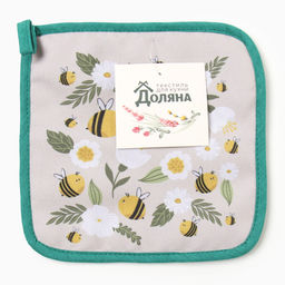 Прихватка Доляна Пчелы 17х17 см, 35% хл, 65% пэ, ватин 250 г/м2  фото 4