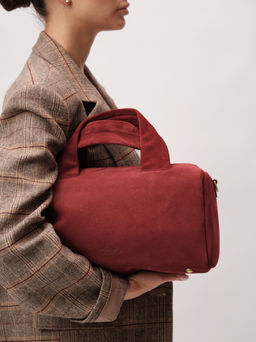 Замшевая сумка Bowling DBR 31378 красное вино  фото 4