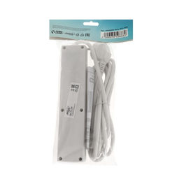 Удлинитель Luazon Lighting, 4 розетки, 3 м, 10 А, 2200 Вт, 3х0.75 мм2, с заземлением, с выключателем,