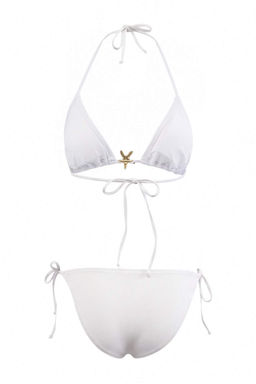 Beyaz Ucgen Kapl? Dokum Aksesuarl? Regular Bikini Tak?m? TBESS25BT00064