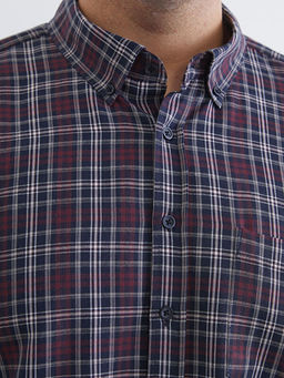 B?y?k Beden Regular Fit Uzun Kollu Ekose Gabardin Erkek G?mlek