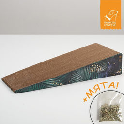Когтеточка из картона с кошачьей мятой Stay wild, треугольная, 45 18 9 см - Пушистое счастье фото 2
