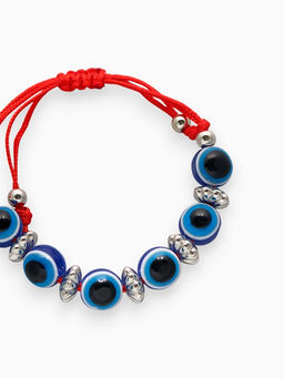 Цена за 2 шт. Браслет-оберег «Детский» глазки малые, синий в серебре, d=3.5 см